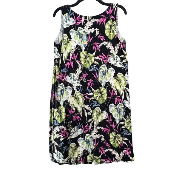 J Jill Womens Wearever Collection Dress S Black Multi Tropical Floral Sleeveless - Picture 6 of 15